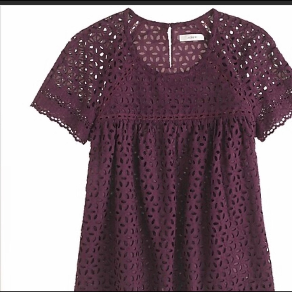 JCrew plum eyelet short sleeve top